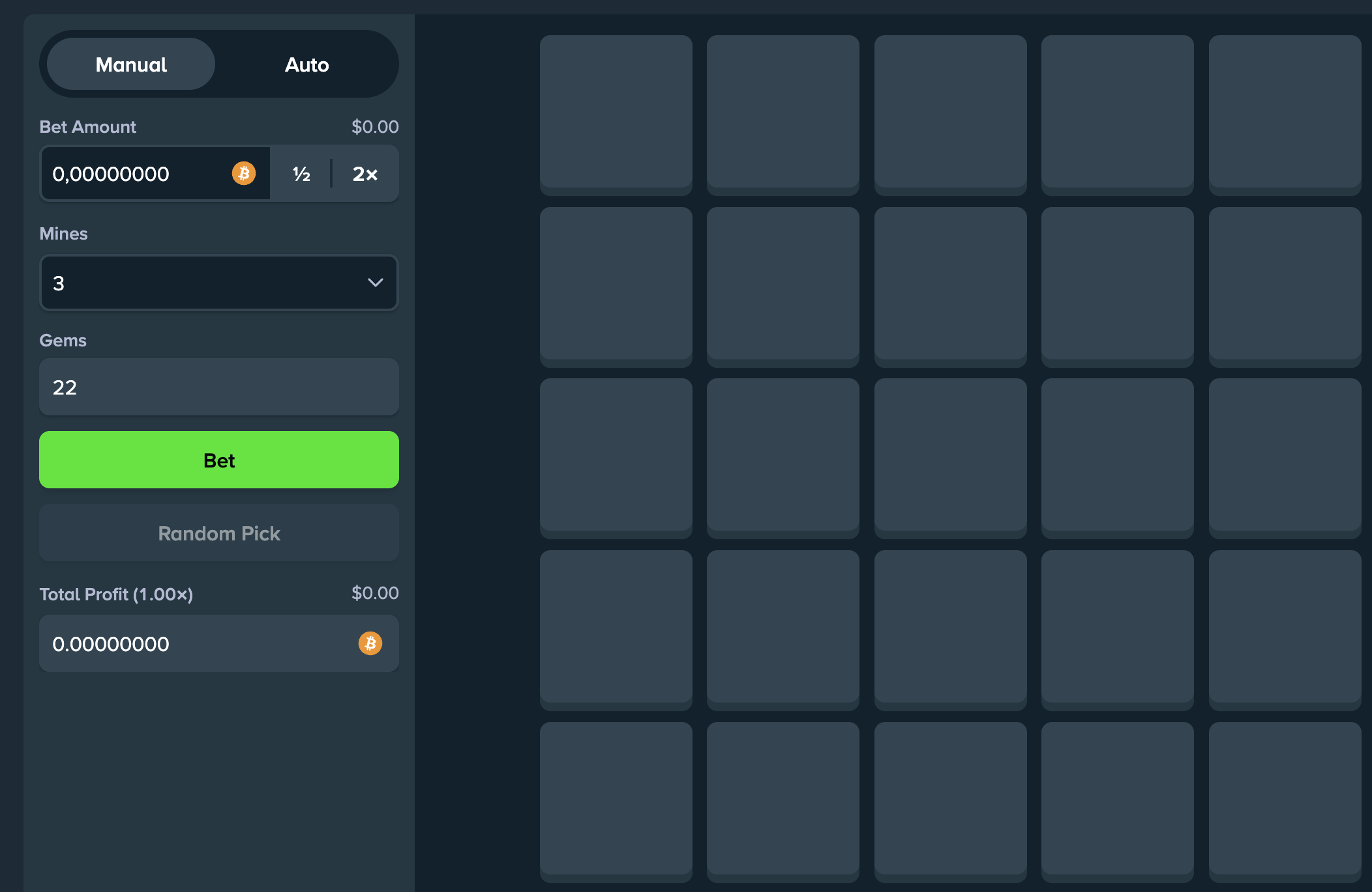 Stake Mines Game Demo - Live Gameplay Screenshot